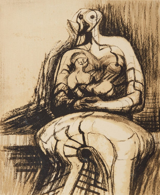 Artwork by Henry Moore, Seated Mother and Child (Cramer 437)