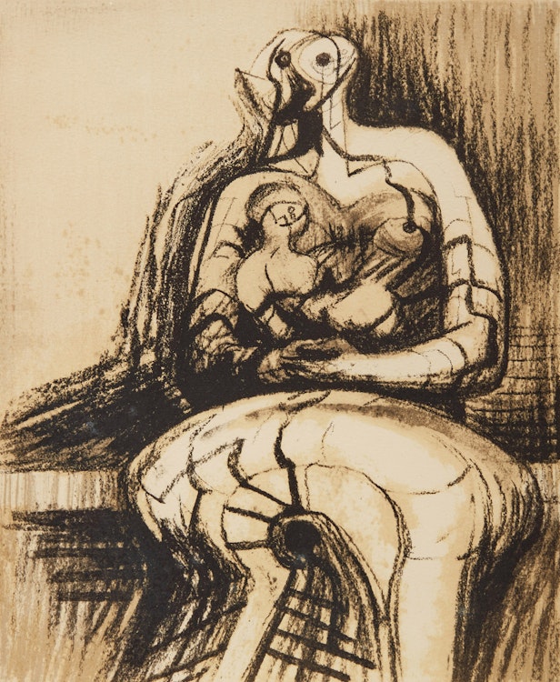 Artwork by Henry Moore,  Seated Mother and Child (Cramer 437)