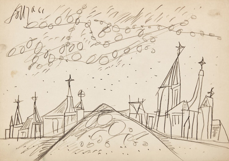 Artwork by Francis Newton Souza, Village Churches