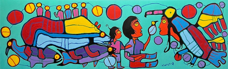 Artwork by Norval Morrisseau, Shaman Appears Before All Creatures, 1982