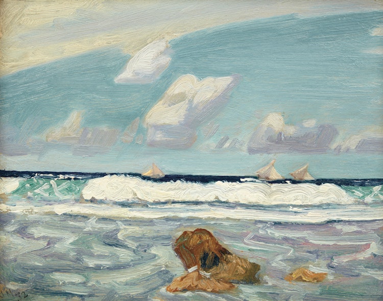 Artwork by James Edward Hervey MacDonald, Surf of Fishing Boats, Barbados
