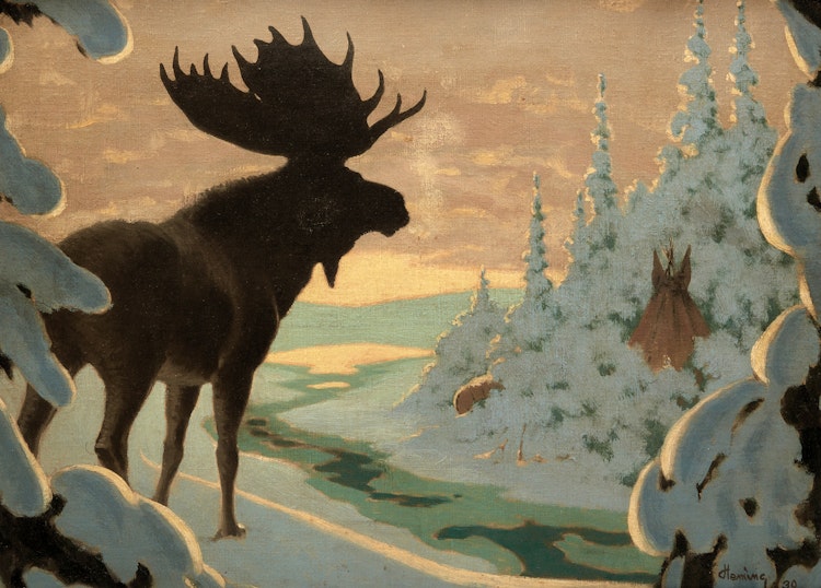 Artwork by Arthur Henry Howard Heming, The Hunter’s Camp