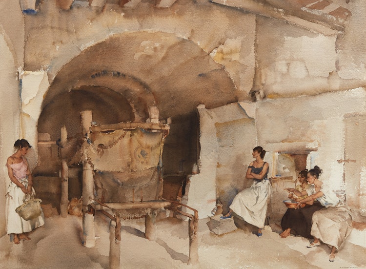 Artwork by Sir William Russell Flint,  Three Against One