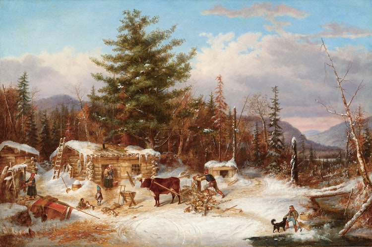 Artwork by Cornelius Krieghoff,  The Settler’s Log House