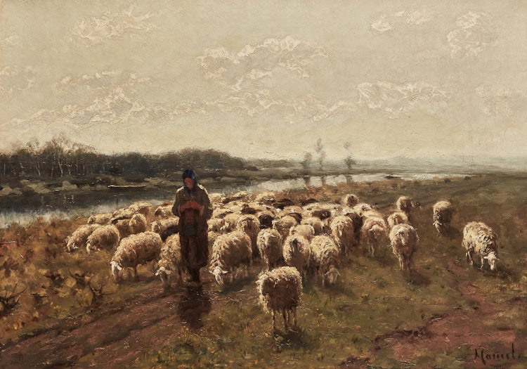 Artwork by Unknown 20th Century Artist, Tending Sheep