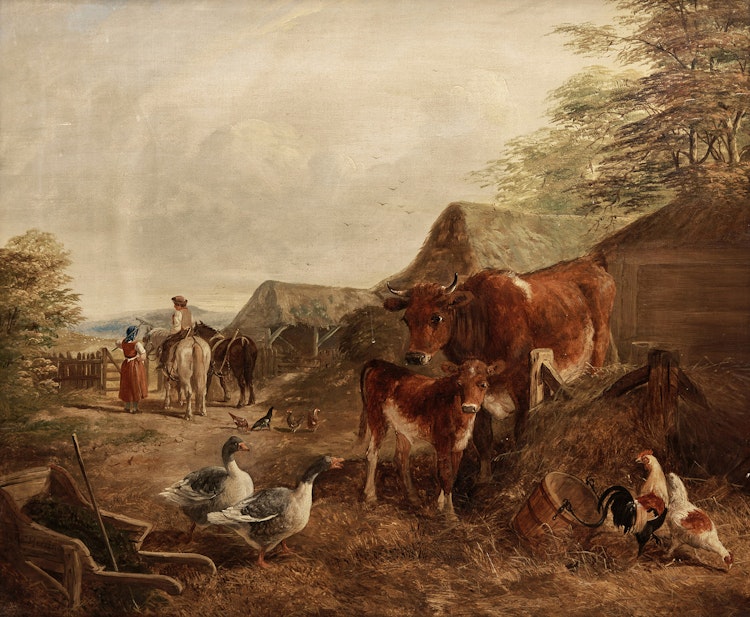 Artwork by John Frederick Herring, Pastoral Landscape with Farm Animals