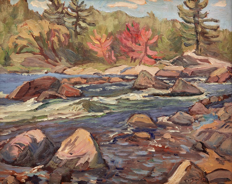 Artwork by Ralph Wallace Burton, Palmer Rapids near Combermere, Ont.