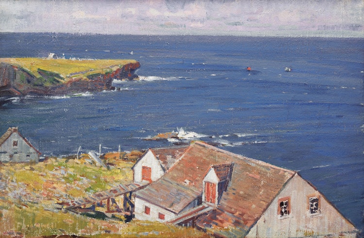 Artwork by Peleg Franklin Brownell, Bonaventure Island, Old Fishing Company House
