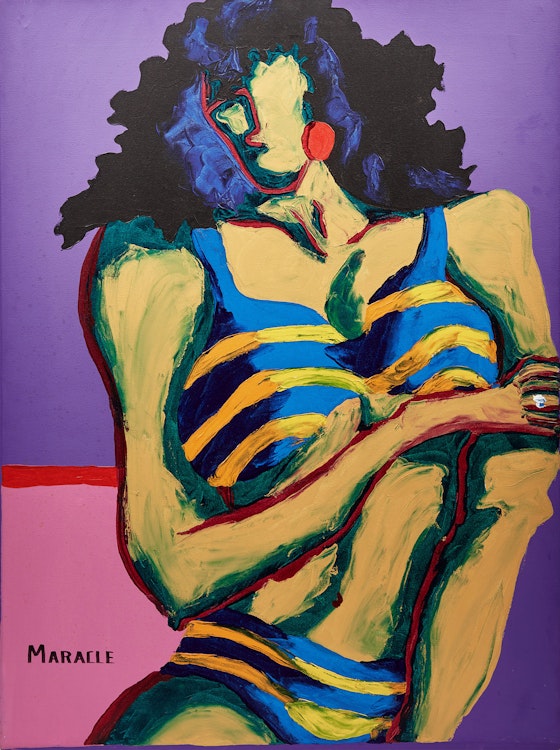 Artwork by Clifford Maracle, Waiting on Waves