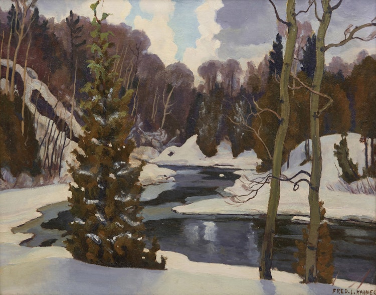 Artwork by Frederick Stanley Haines, Winter Stream