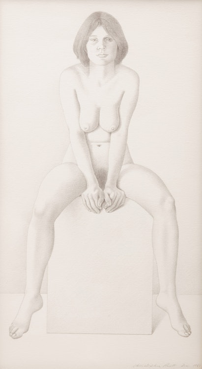 Artwork by Christopher Pratt, Girl Sitting on a Box, 1981