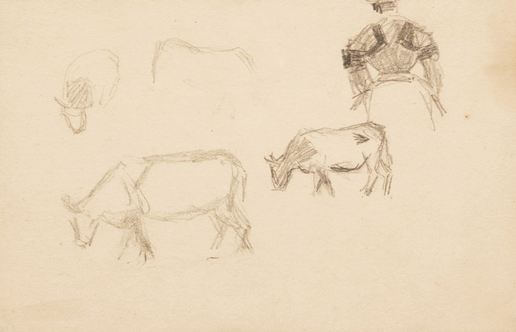 Artwork by James Wilson Morrice, Study of Cows Grazing