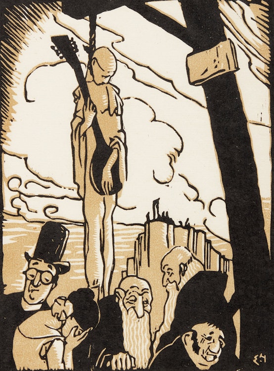 Artwork by Edwin Headley Holgate, Pierrot Hung, 1923