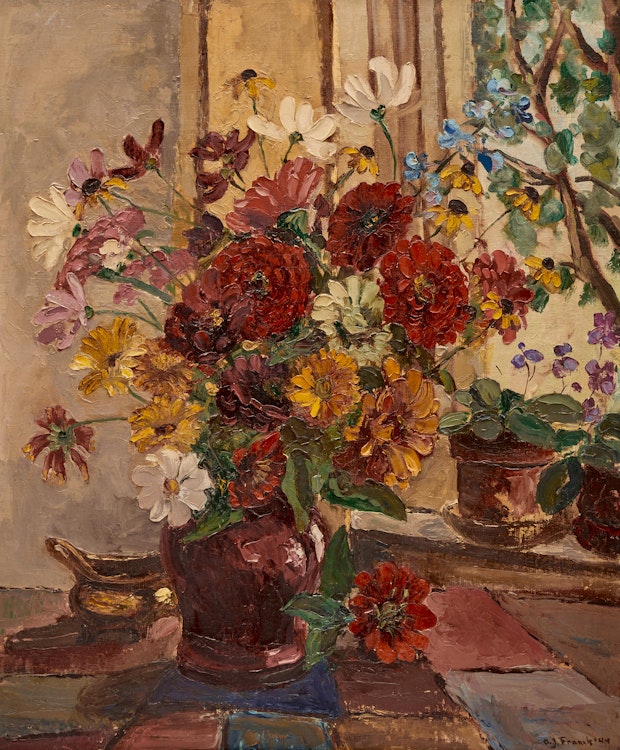 Artwork by Albert Jacques Franck, Zinnias