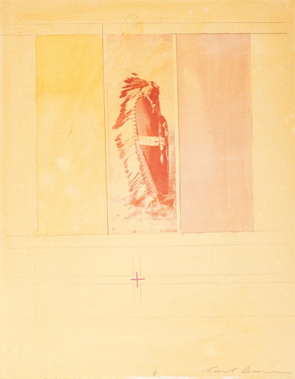 Artwork by Carl Beam, Untitled (Encyclopedia of the American West); Untitled (Figure in Ceremonial Dress); Untitled (7)