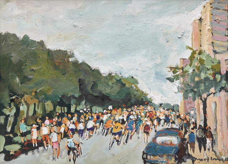 Artwork by Molly Lamb Bobak, Bike Race, 1985