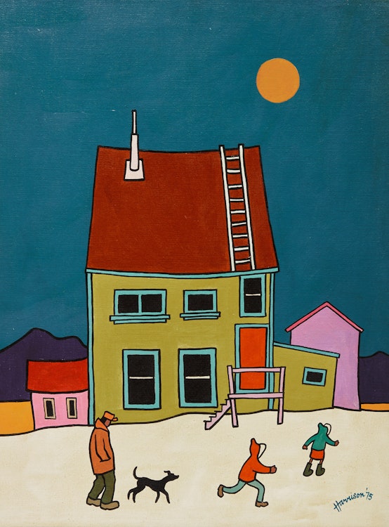 Artwork by Ted Harrison, Yellow House, Atlin