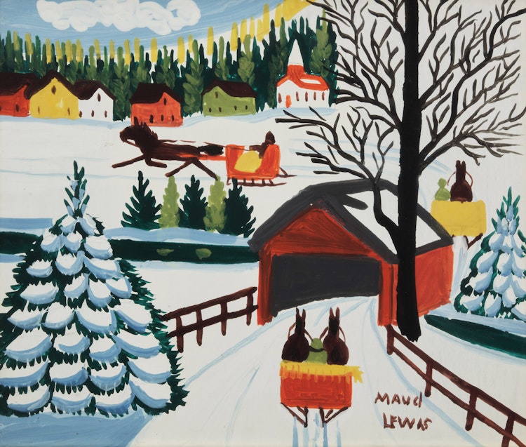 Artwork by Maud Lewis, Winter Sleighing Scene