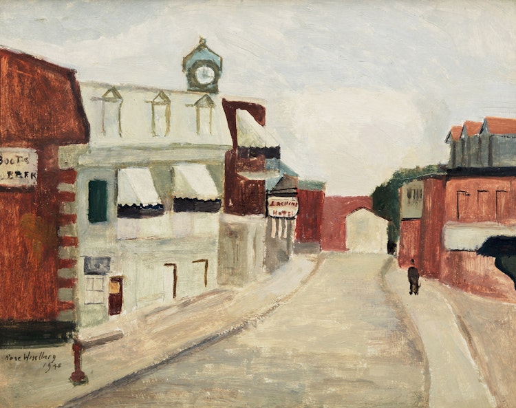 Artwork by Rose Wiselberg, Street Scene, Lachine, Montreal