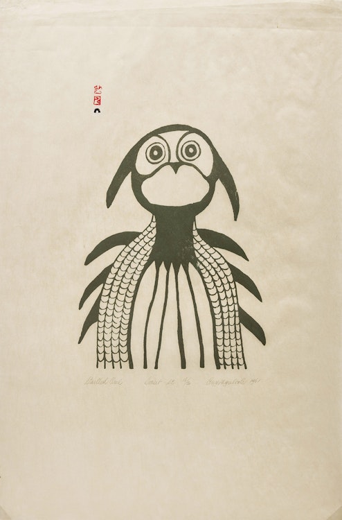 Artwork by Angotigaluk Teevee, Startled Owl