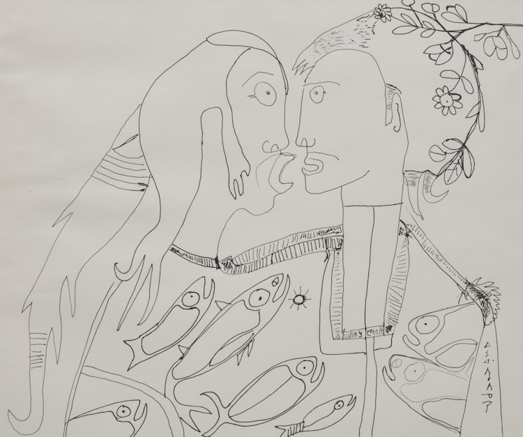 Artwork by Norval Morrisseau, Ancestral Shamans Travelling in Time