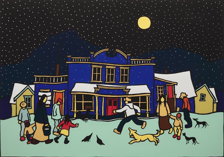Artwork by Ted Harrison, Snowfall