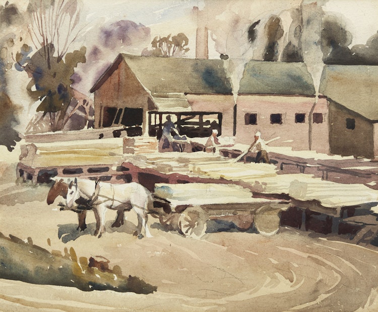 Artwork by Frederick Alexander Fraser, Untitled (Sawmill Loading the Wood)