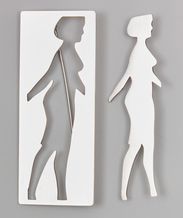 Artwork by Michael James Aleck Snow, Walking Woman: Silver Past and Present