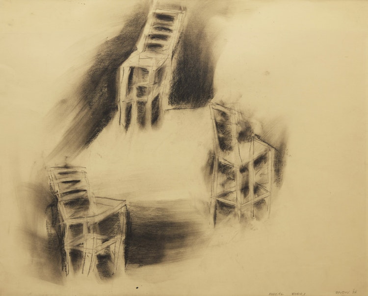 Artwork by Michael James Aleck Snow, Musical Chairs (Study of a Head on the Reverse)