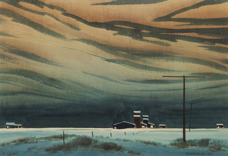 Artwork by Robert N. Hurley, Winter Night on the Prairies