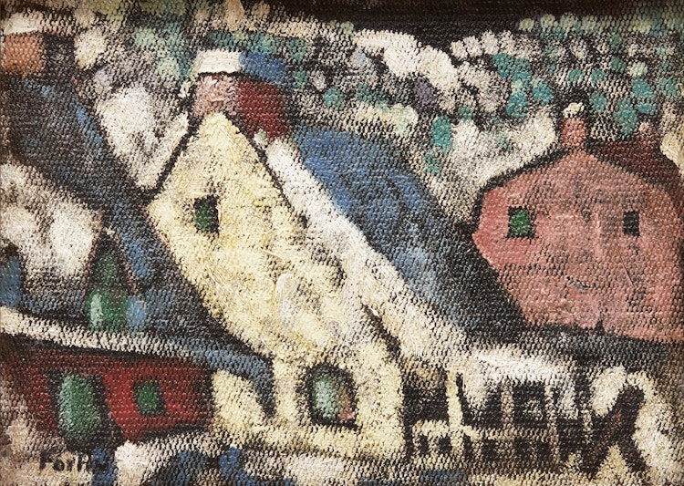 Artwork by Marc-Aurèle Fortin, Maisons de Charlevoix l’hiver