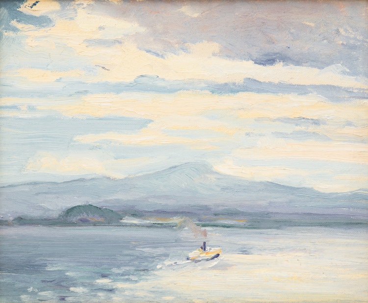 Artwork by George Paginton, Steamboat in the St. Lawrence