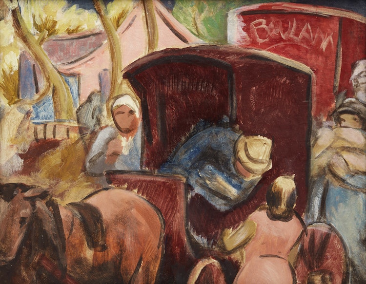 Artwork by André Charles Biéler, Figures at a Carriage, c.1960