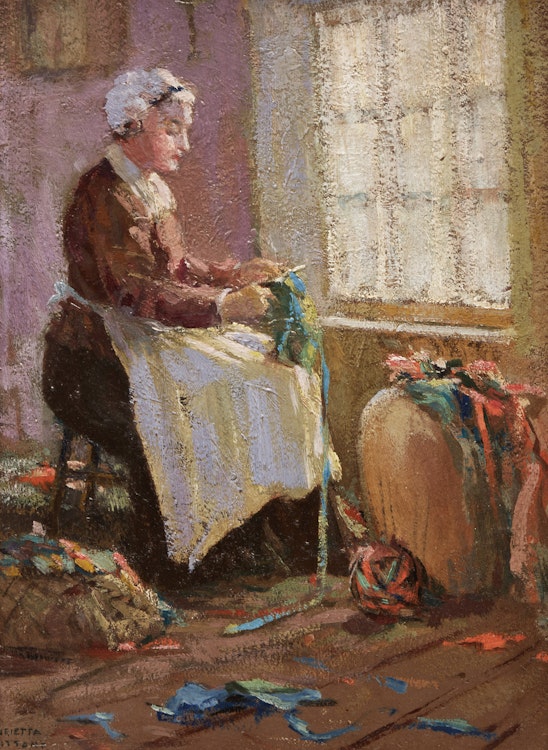 Artwork by Henrietta H. Britton, Cutting Carpet Rags