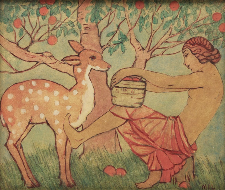 Artwork by Mabel Lockerby, Under the Apple Tree