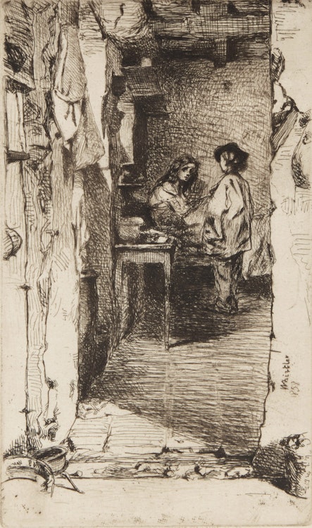 Artwork by James Abbott McNeill Whistler, The Rag Gatherers (Kennedy 23V)