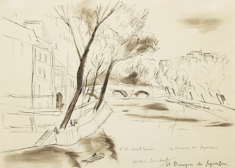 Artwork by André Dunoyer de Sergonzac, Hôtel Lambert on the Île Saint-Louis, Paris