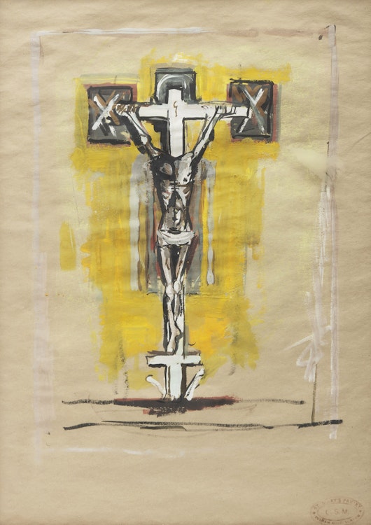 Artwork by Graham Vivian Sutherland, Study for the Crucifixion, Yellow Background
