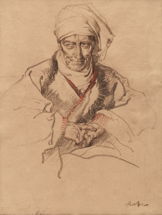 Artwork by Sir William Russell Flint, Ernest Thesiger as Voltaire