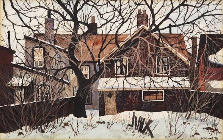 Artwork by John Kasyn, Backyard with Tree, Seaton Street
