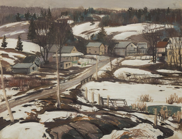 Artwork by Frank Charles Hennessey, Village de Lac Ste. Marie