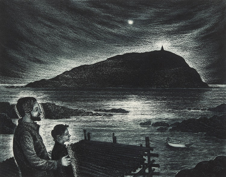 Artwork by David Lloyd Blackwood, Night Island