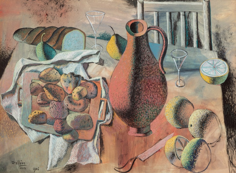 Artwork by Jean-Philippe Dallaire, Still Life with Bread and Fruit, 1946