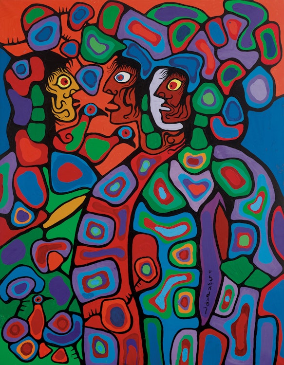 Artwork by Norval Morrisseau, Conversation with Our White Brother, 1980