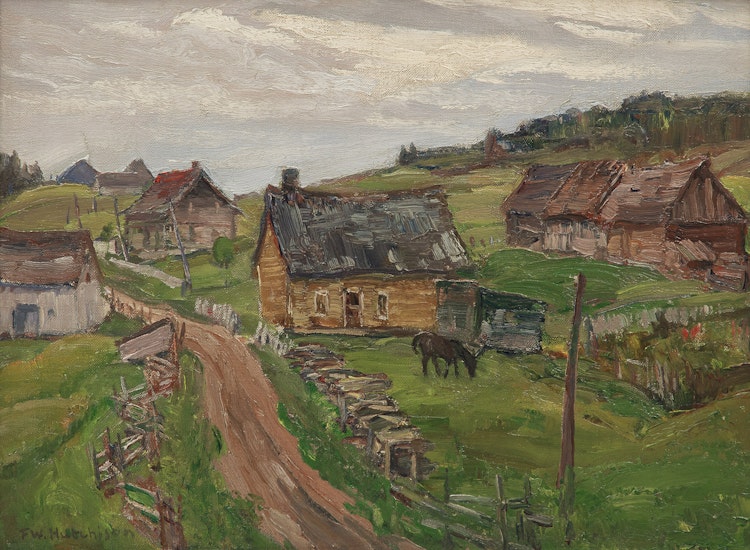 Artwork by Frederick William Hutchison, Road to Malbaie, P.Q.