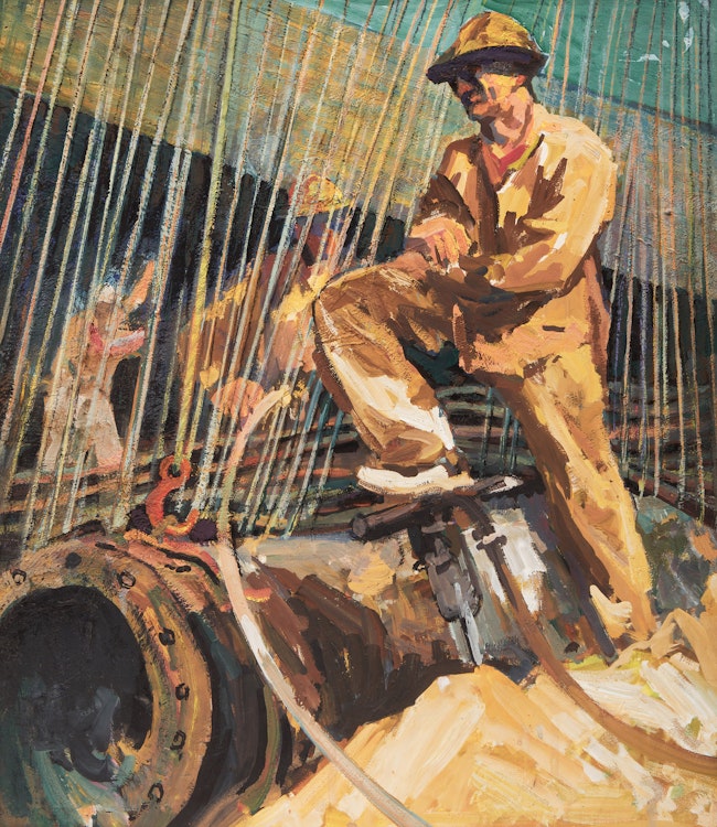 Artwork by George Paginton, Pipe Laying