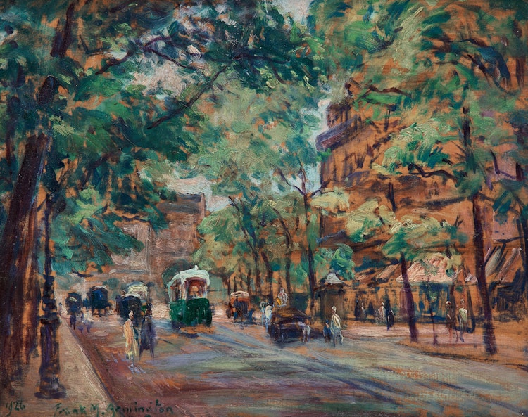 Artwork by Frank Milton Armington, Boulevard St. Michel, Paris