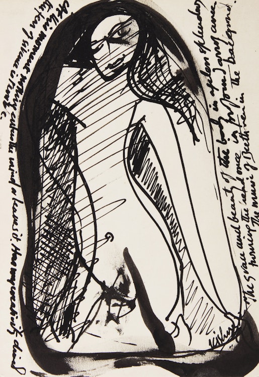 Artwork by Kishore Chatterjee, Nude and Dancer