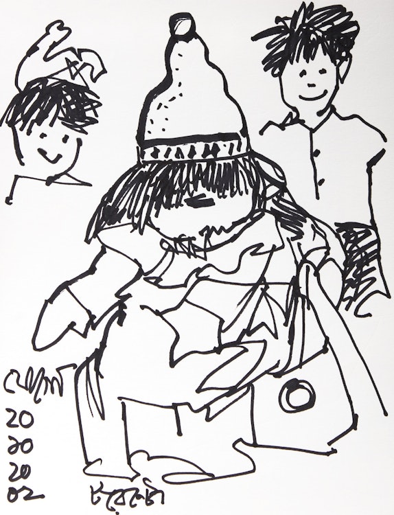 Artwork by Jogen Chowdhury, Five Sketches