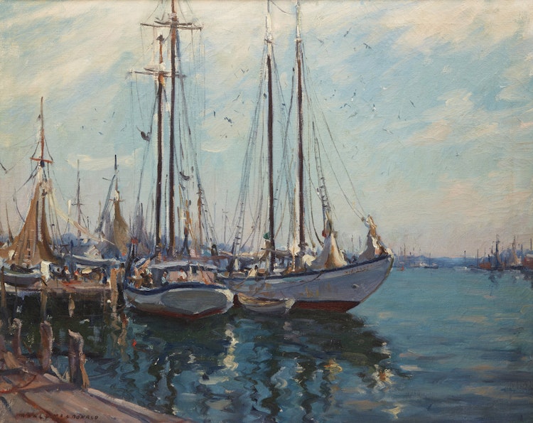Artwork by Manly Edward MacDonald, Fishing Fleet, Gloucester